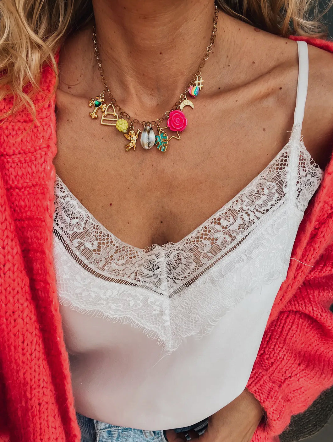 Vintage Rainbow Charm Necklace