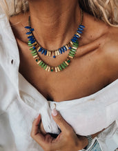 Load image into Gallery viewer, Gold Blue and Green Layering
Beaded Necklaces
