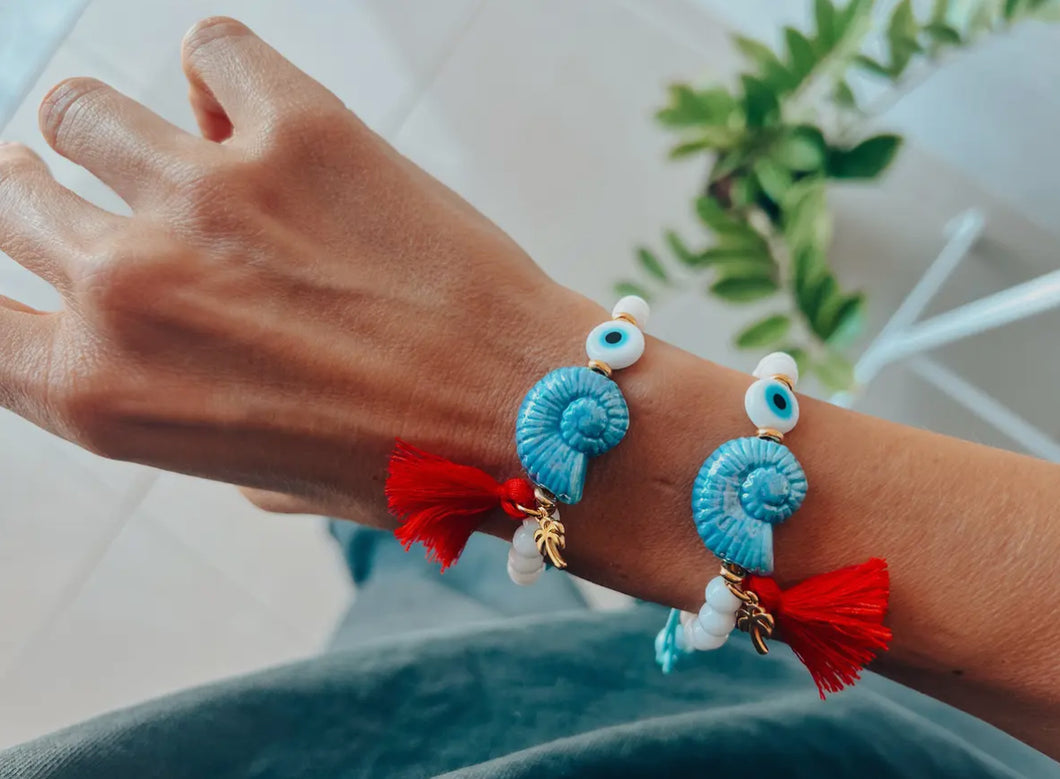 Greek Blue Summer Shell Bracelet