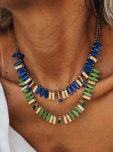 Load image into Gallery viewer, Gold Blue and Green Layering
Beaded Necklaces
